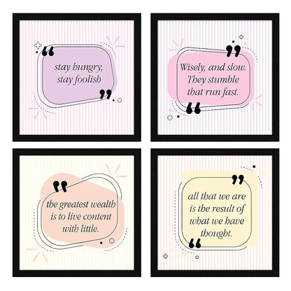 ArtX Paper Motivational Quotes Stay Hungry Stay Foolish Wall Art Painting With Frame Set of 4
