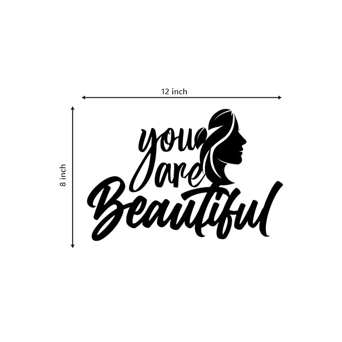 Ecraftindia You Are Beautiful Woman Black Engineered Wood Cutout Wall Art Decor | Wooden Wall Decor Item
