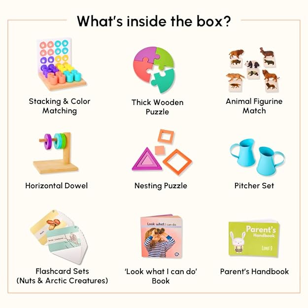 Curious Cub Montessori Learning Wooden Toys Box 9 | Brain Development Problem/puzzle Solving | Hand-eye Coordination