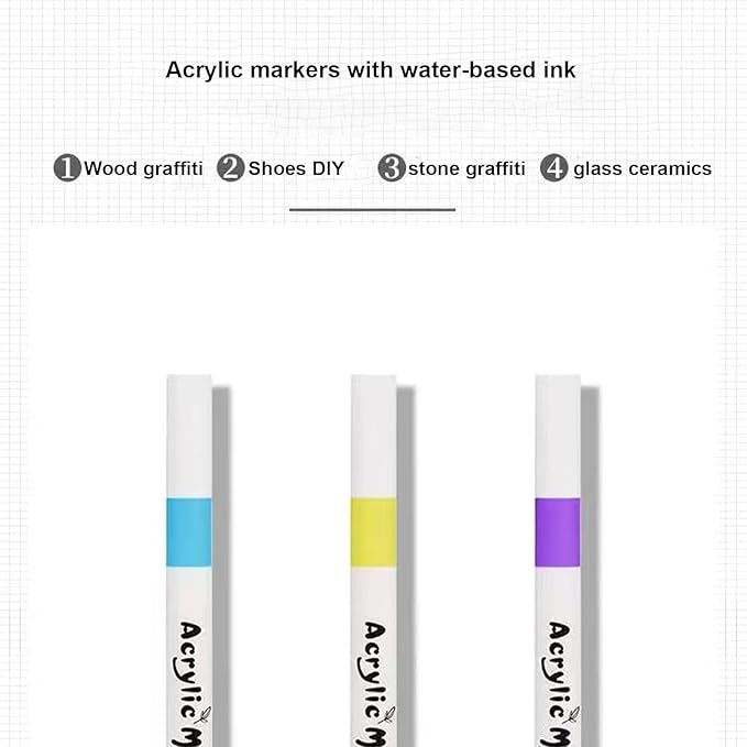 Hobby India Colourful Waterproof Acrylic Pen 12 Shades | Paint Pen Marker Set Fine Dry Tip Acrylic Markers for Art | Drawing | Colouring