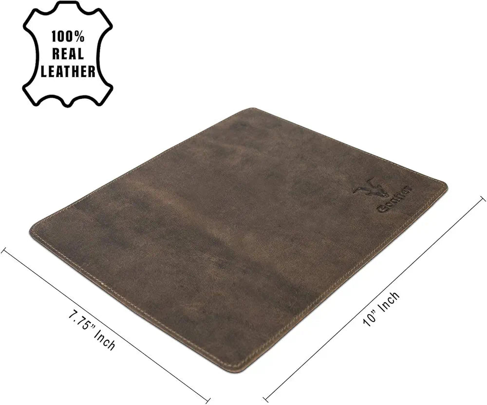 Goatter Hunter Leather Mouse Pad, Dark Brown,Standard Size