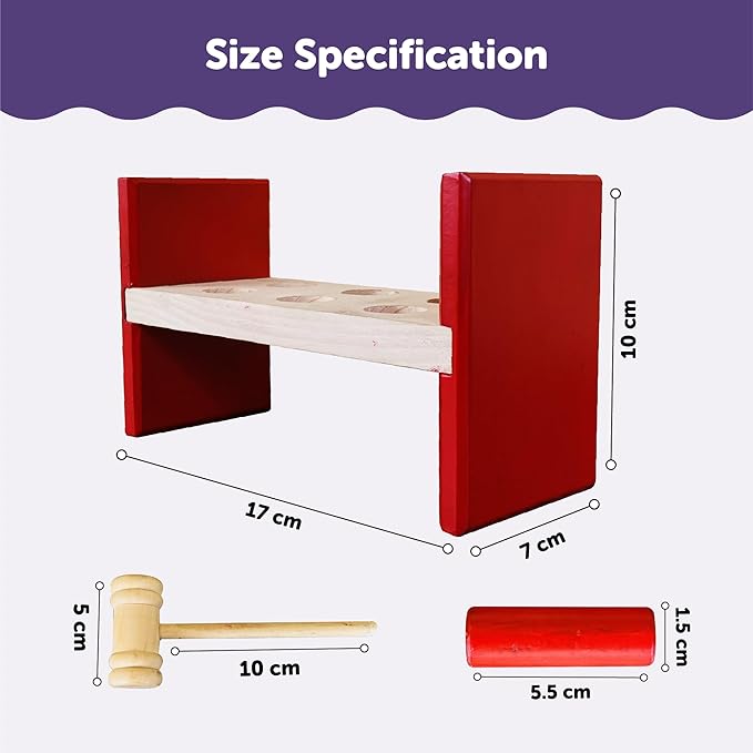 Mini Leaves Wooden Hammer Toy Toddler Bench | Pounding and Hammering Toy Block Punch Drop Instruments Enhancing Early Learning