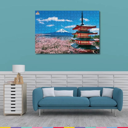 Playhills Mount Fuji, Japan  Landscape Wooden Jigsaw Puzzle for Children and Adults 8+ Years| Focus, Mind Relaxation Puzzles Family and Activity Games