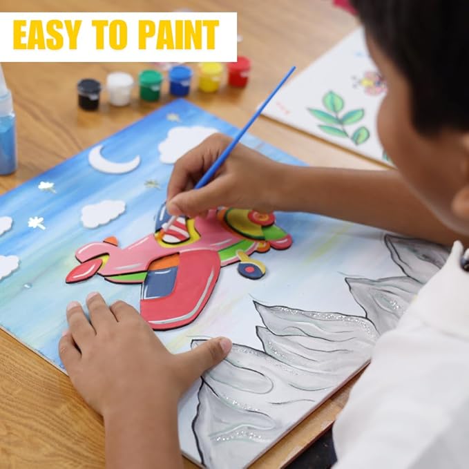 Hobby India Diy Air-plane Theme Pre-design Canvas | Paint It Yourself Activity Art and Craft Kit