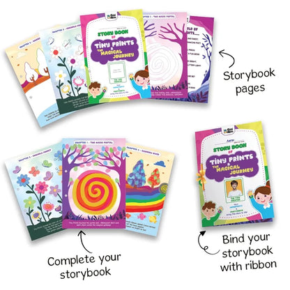 GiniMini Tiny Prints and The Magical Journey Art & Craft Kit for Kids 3–5 | 10 Story-Based Activities, Fingerprint Painting, Stickers, DIY Scrapbook | Creative Gift for Preschoolers