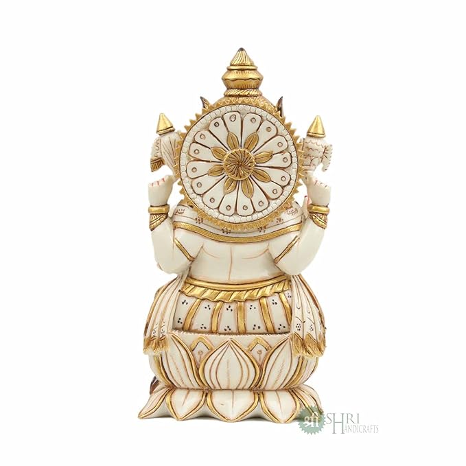 Indicast Resin 8" Inch Lord Ganesha Fine Painting Hindu God Ganesh Ganpati Idol Figurine | Home & Office