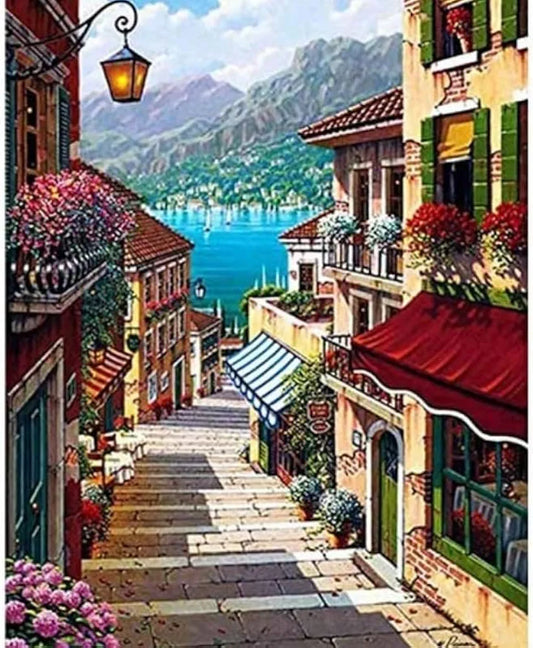 TULIP N TURTLE European Street Diy Acrylic Paint By Number Kit For Beginner Number Painting Kit Diy Canvas Painting By Number. Wall Decoration Diy Painting Kit ,Multi-Coloured