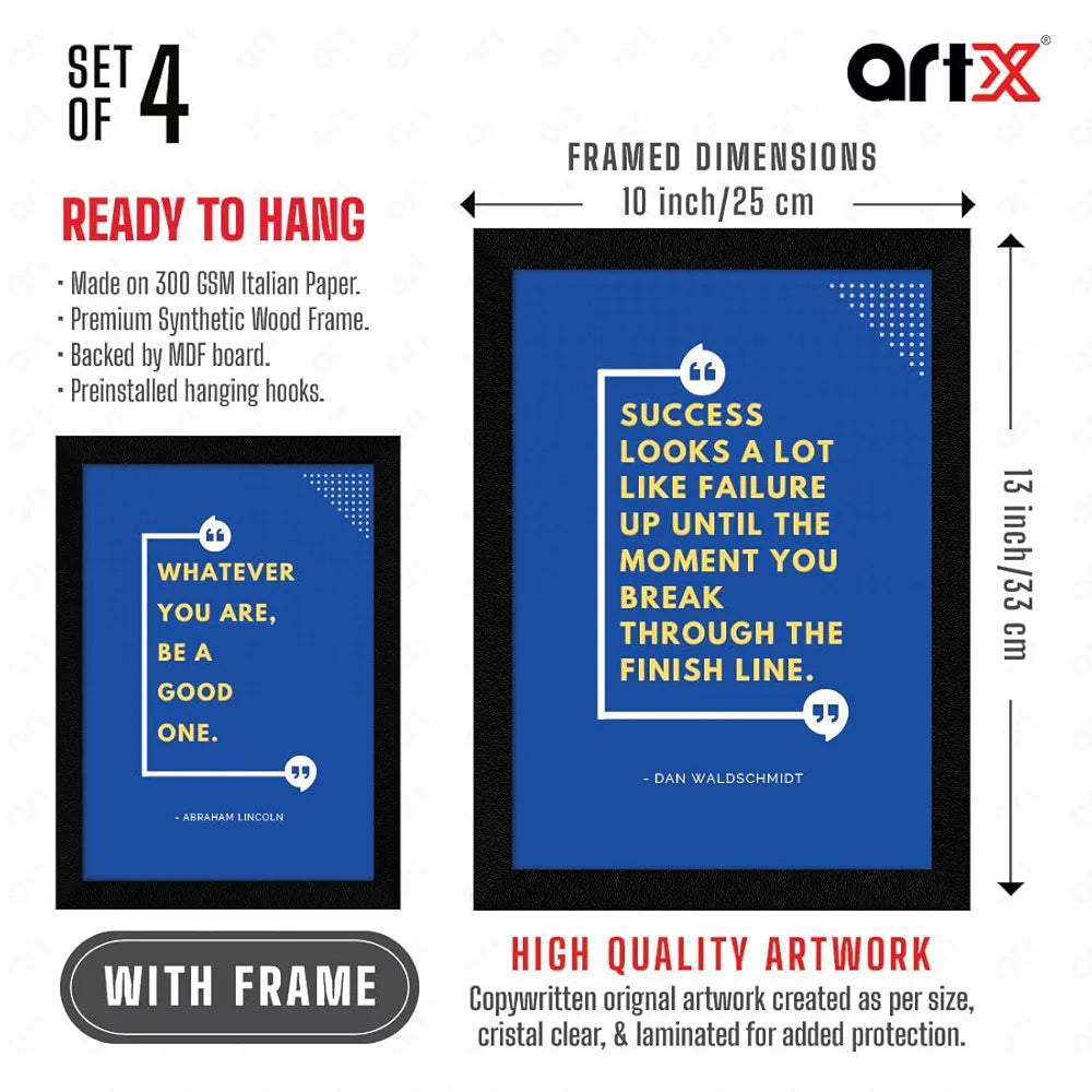 ArtX Paper Sales Business Marketing Motivational Quotes Wall Frames AXF00182-MOT Set of 4