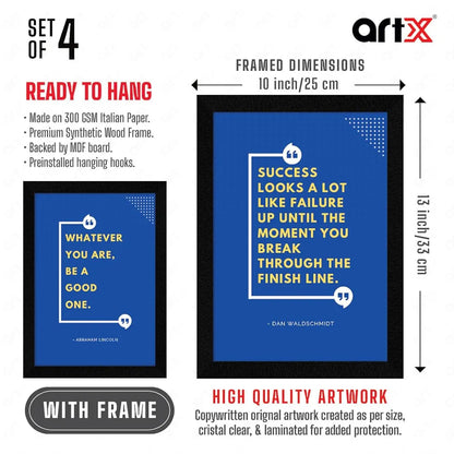 ArtX Paper Sales Business Marketing Motivational Quotes Wall Frames AXF00182-MOT Set of 4
