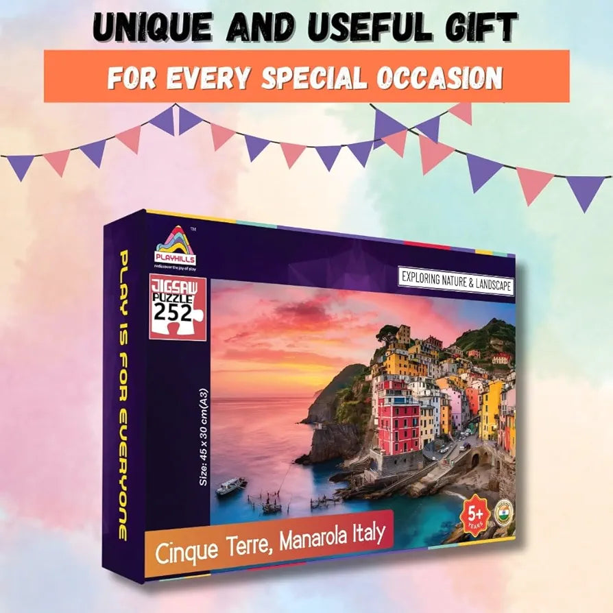 Playhills Beautiful Landscape Cinque Terre, Italy 252pcs Jigsaw Puzzle for Kids and Adults | Focus and Mind Relaxation Puzzles - Ideal Gift for Children