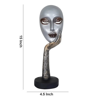 Zart Lady Face Silver Polyresin Showpiece  Use in Home Decor Gifts
