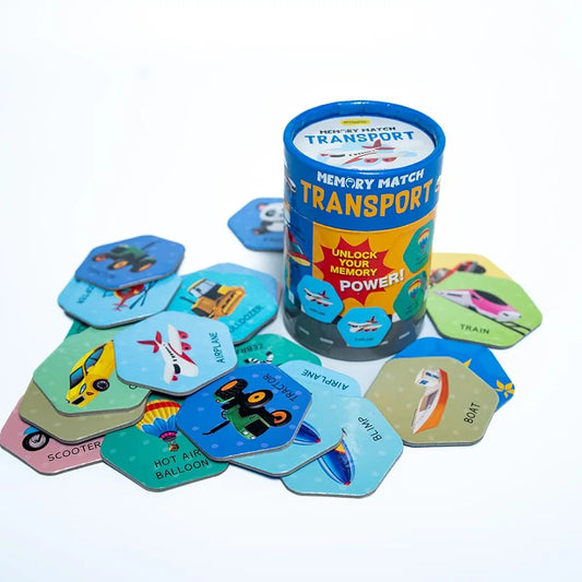 THE BOOK TREE Memory Match Game: Transport – 24 Durable Cards, 12 Vehicle-Themed Pairs, Brain-Boosting Educational Game for Kids, Toddlers, and Families
