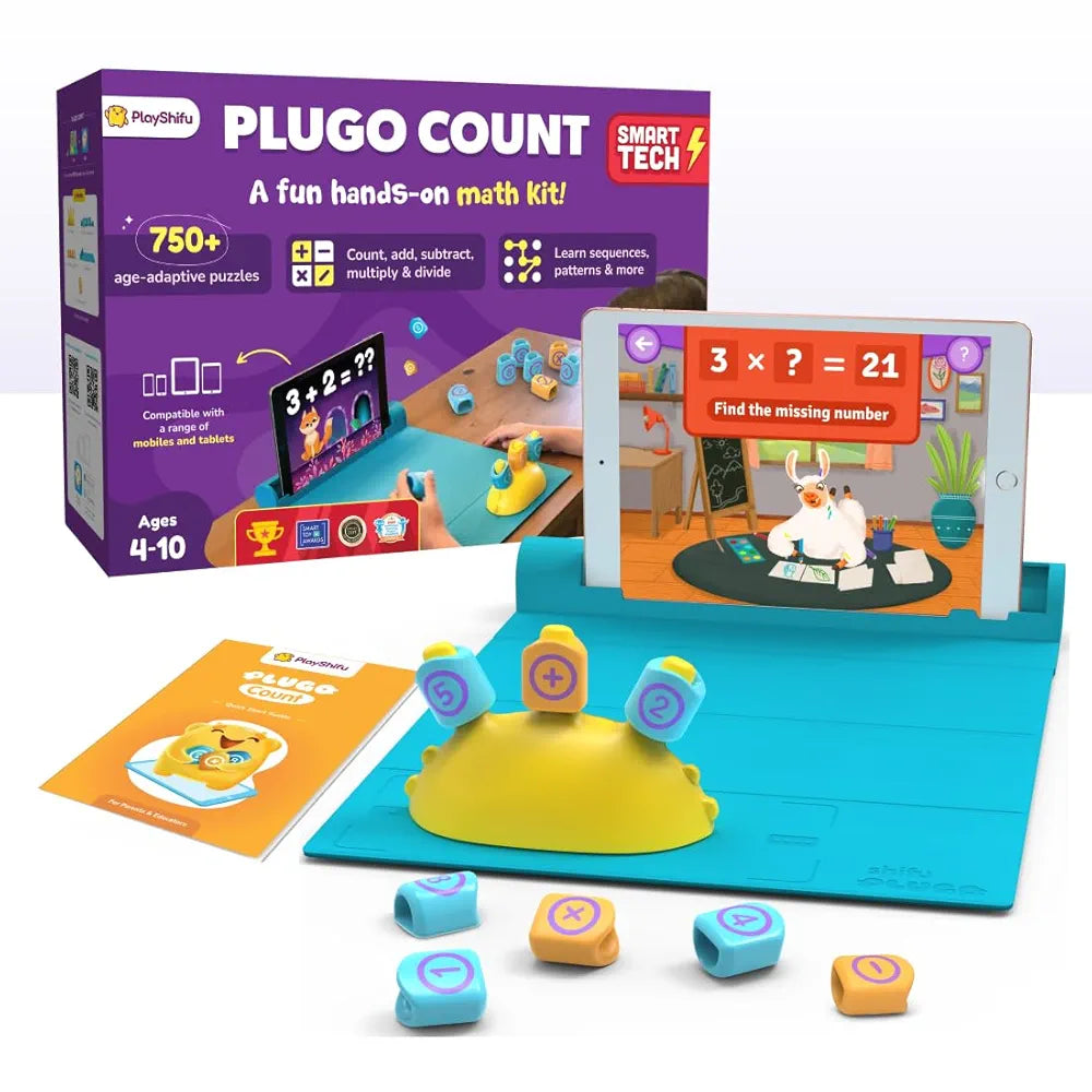 PlayShifu Plugo Count AR-Powered Math STEM Toy with Numbers and Arithmetic Operators for Kids - 250+ Story-Based Interactive Math Challenges Fun Learning, Interactive Game 