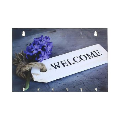 Ecraftindia Welcome Theme Wooden Key Holder With 6 Hooks