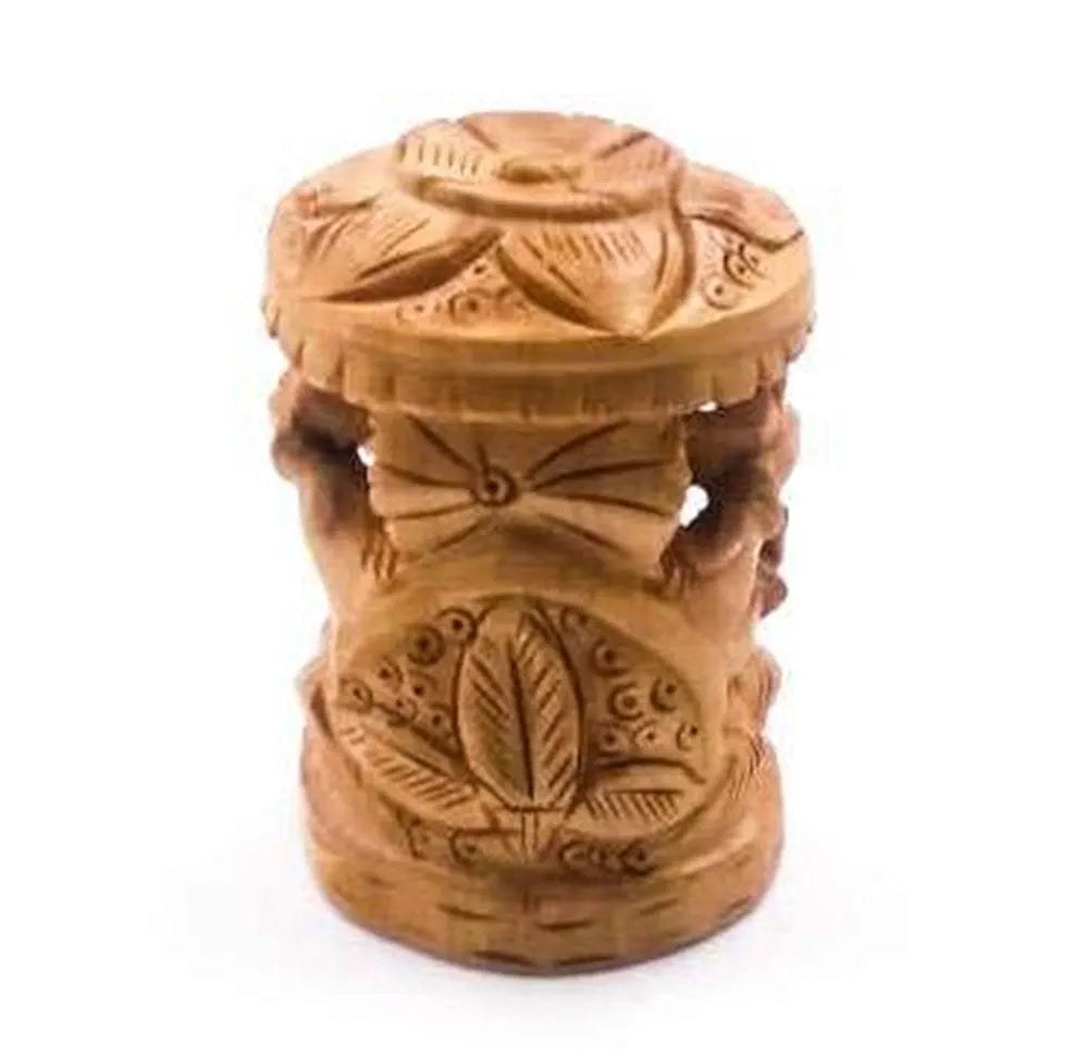 Shri Handicrafts 2" Hand Carved Lord Ganesha with Umbrella Wooden Idol