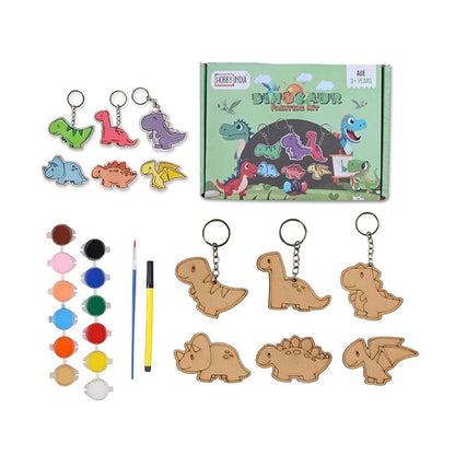 Hobby India Dianosur Theme Keychains & Fridge Magnets Painting Kit's for 3+ Age Kid's | Best Art & Craft Kits for Gifts