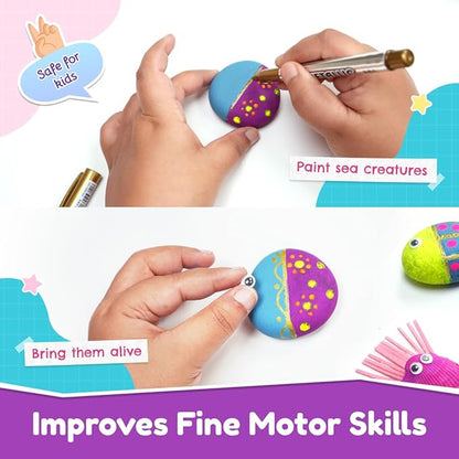 Bloomingo Art & Craft Kit - Rock Painting Kit Magical Underwater Kingdom | Fun Diy Rock Painting Kit for Kids