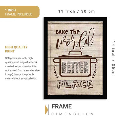 Kotart Bake The World Framed Posters for Restaurant Kitchen Cafe Wall Decor