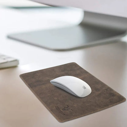 Goatter Hunter Leather Mouse Pad, Dark Brown,Standard Size