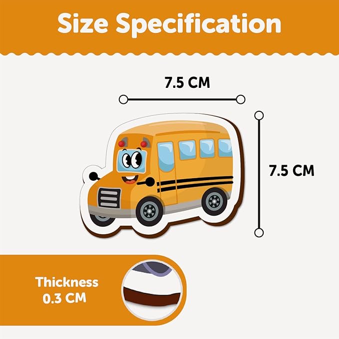 Mini Leaves Transport Vehicle Wooden Fridge Magnets | Colorful Shape Learning Toy Set