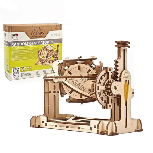 UGEARS STEM Random Generator Model Kit - Creative 3D Wooden Puzzles for Adults, Teens and Children - DIY Mechanical Science Kit for Self Assembly - Educational and Engineering 3D Puzzles with App