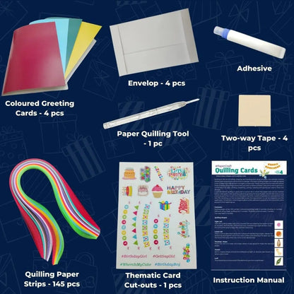 TOYKRAFTT Greeting Cards Making DIY Craft Kit for Girls Boys, Birthday Card for Friends and Family, Art and Craft Kit for 7+ Years Old - Quilling Cards