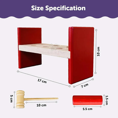 Trinkets & More Pounding Bench 6 Pegs & Toy Hammer for Toddlers Kids 1 Years + Colourful Pound & Play Early Developmental Interactive Hammering 