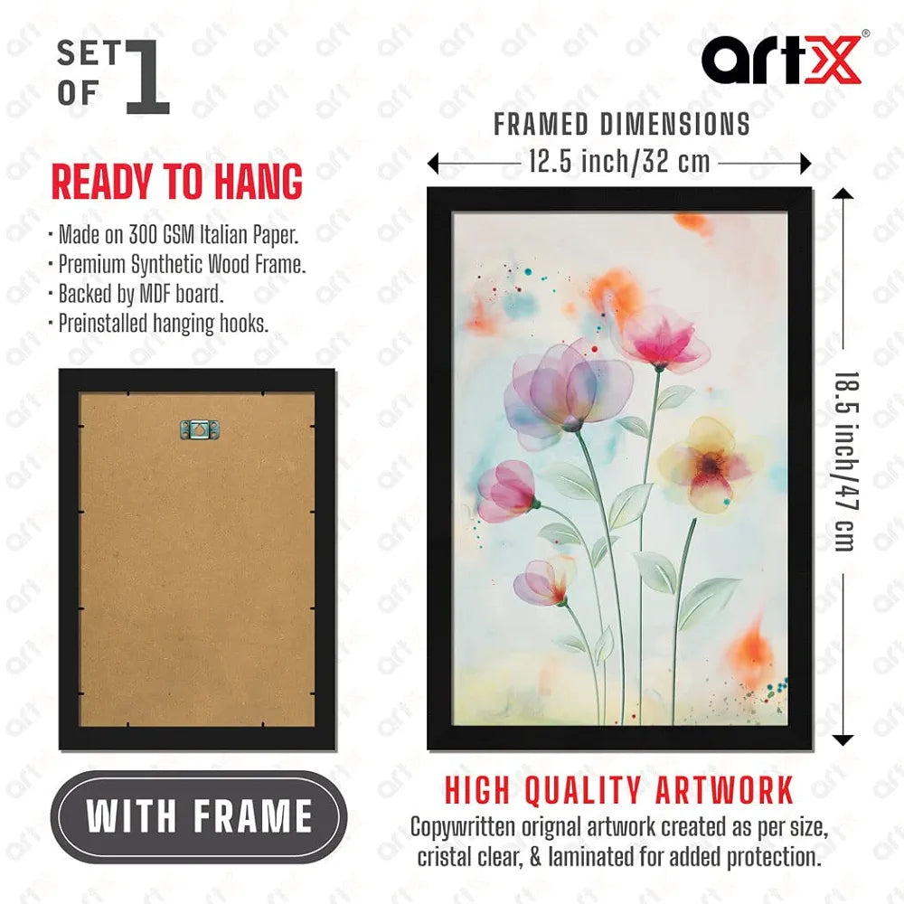 ArtX Paper Watercolor Flower Framed Wall Art Painting