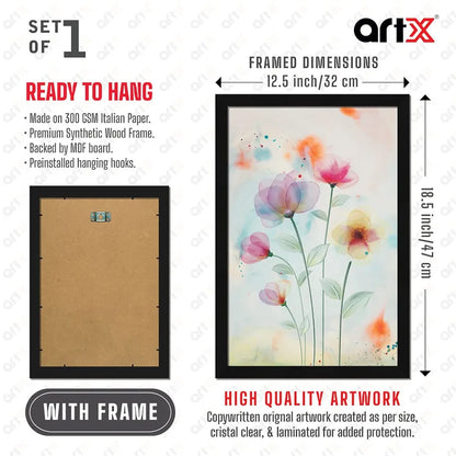 ArtX Paper Watercolor Flower Framed Wall Art Painting