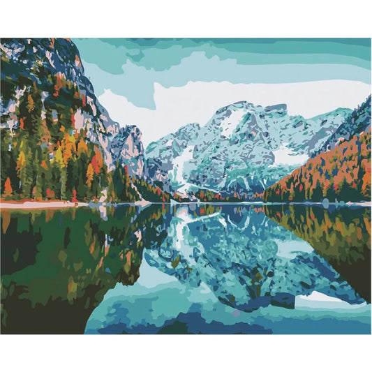 CRAFTMATE DIY Paint by Numbers Rolled Canvas Art and Craft Kit for Adults and Kids | Mountains in Norway Acrylic Painting Hobby Kit | 20 inch x 16 inch