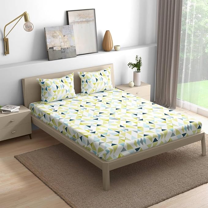 Wakefit Bedsheet For King Size Bedsheet King Size Bed Cotton 2 Pillow Covers Elastic Fitted Sheet Maze Multicolor