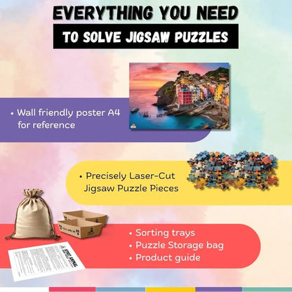 Playhills Beautiful Landscape Cinque Terre, Italy 252pcs Jigsaw Puzzle for Kids and Adults | Focus and Mind Relaxation Puzzles - Ideal Gift for Children