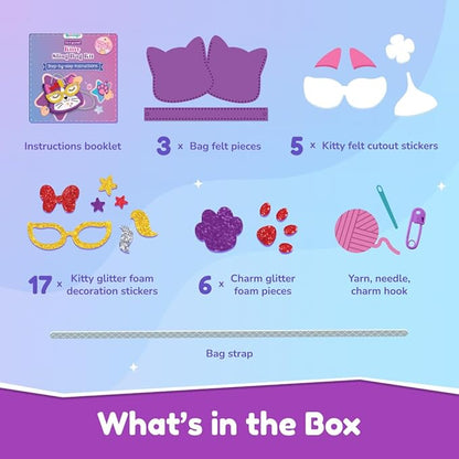 Bloomingo Art & Craft Kit - Kitty Sling Bag | Fun Mess Free Arts & Craft Kit for Kids | Design Your Own Cute Diy Craft Bag