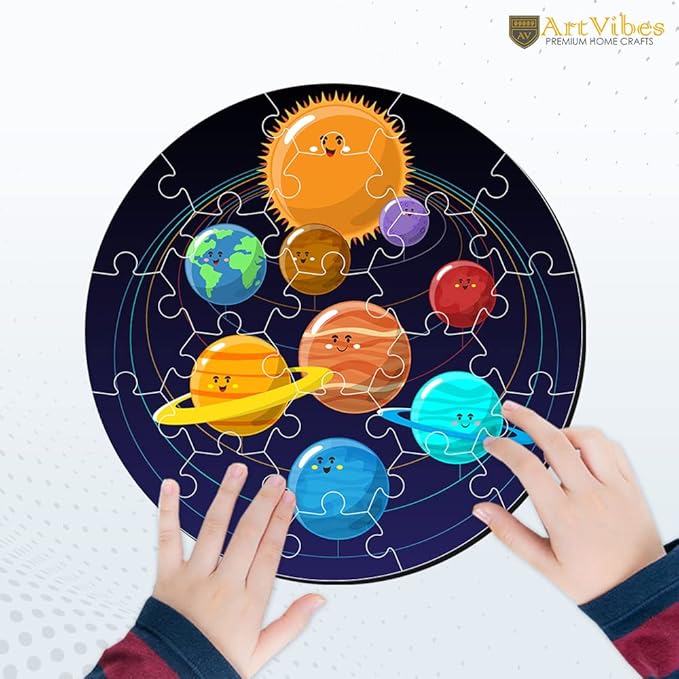 Artvibes Wooden Premium Solar System Puzzles for Kids Age 2 and 3 | 19 Piece Puzzles | Fun Learning Brain Booster for Little Champions