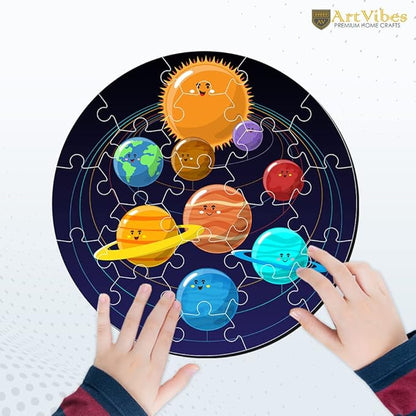 Artvibes Wooden Premium Solar System Puzzles for Kids Age 2 and 3 | 19 Piece Puzzles | Fun Learning Brain Booster for Little Champions