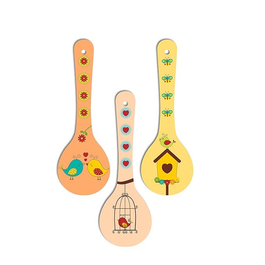 Artvibes Madhubani Art Wooden Wall Hanger for Home | Set of 3 | Multi 9