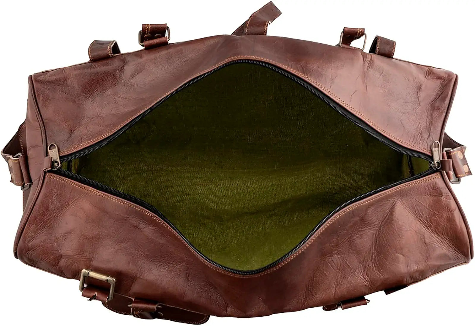 Goatter Genuine Leather Multi Pockets Travel Overnight 22" Duffle Bag for Men Large Size