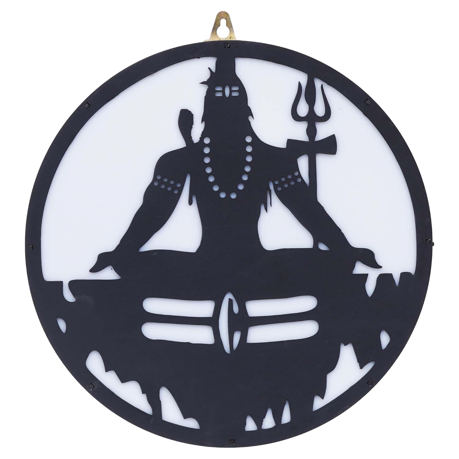 Ecraftindia Lord Shiva Wooden Cutout Led Light Lamp Decorative Wall Hanging for Home