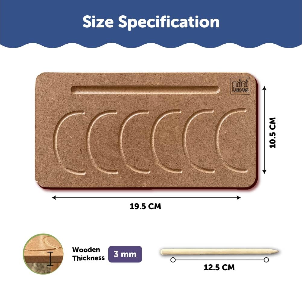 Mini Leaves Wooden Pattern Practicing Tracing Board Set of 4 Double Side Board for Kids | Educational Writing Board for Kids