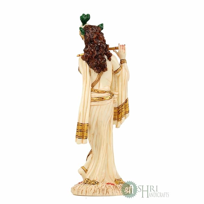 Indicast Resin 10" Inch Lord Krishna Fine Painting Hindu God Laddu Gopal Figurine for Home Office