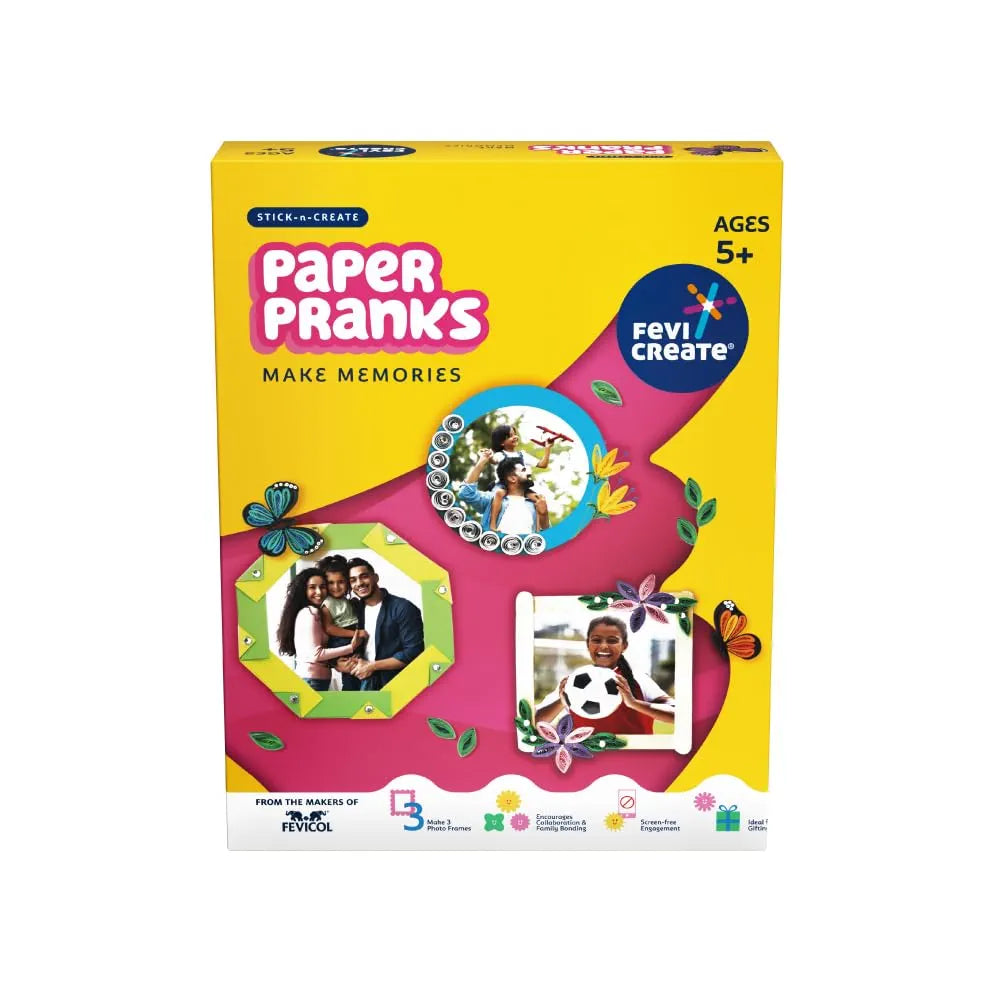 Fevicreate Photo Frame Art & Craft Kit | Make 3 Photo Frames with Origami, Quilling, Craft & More | Boost Child's Creativity | by Fevicol | Gift for Boys & Girls Age 5+ Years | Return Gift