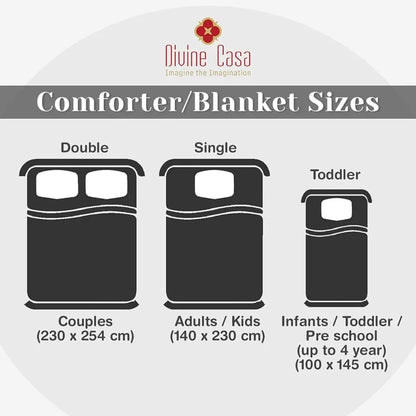Divine Casa Microfibre All Weather Lightweight 120 GSM Printed Reversible Single Bed Quilt Comforter Blanket TC - 120 Colour Light Grey and White