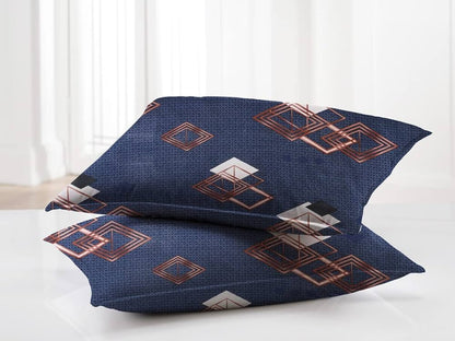 BSB Home Premium Double Bedsheet with 2 Pillow Covers 160 TC Supersoft Microfiber 3 Pcs Set Blue and Brown