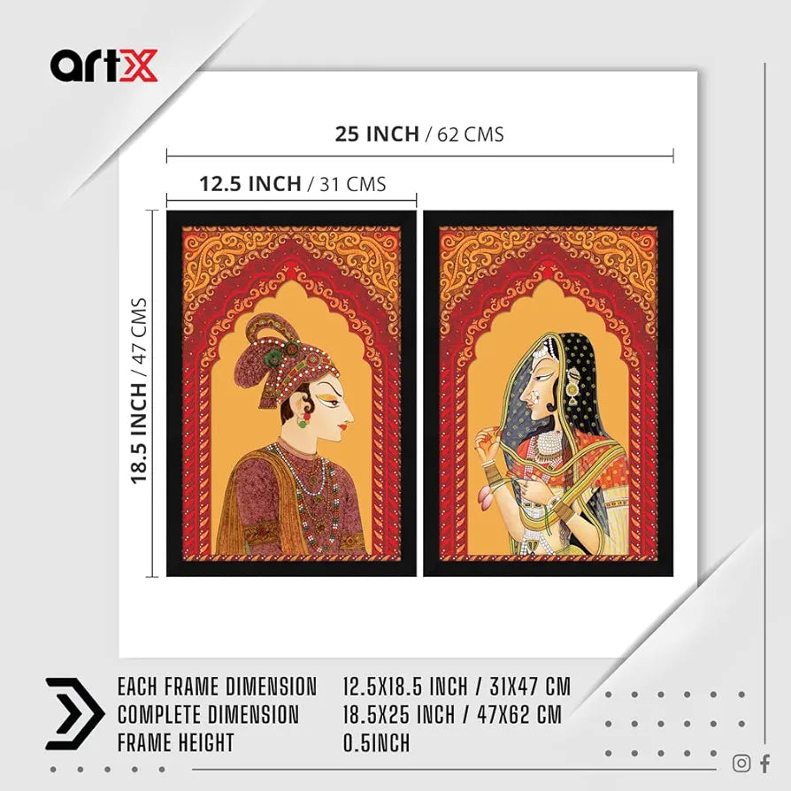 ArtX Traditional Bani Thani and Banna Painting Multicolor Indian Set of 2