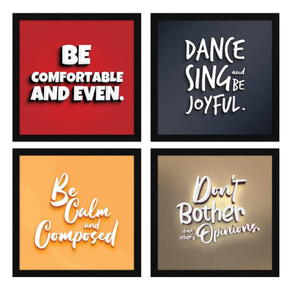 ArtX Paper Motivational Quotes Be Calm Wall Art Painting Set of 4