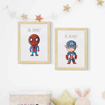 ArtX Wall Paintings Superheroes Kids Room Wall Frame Set Of 4