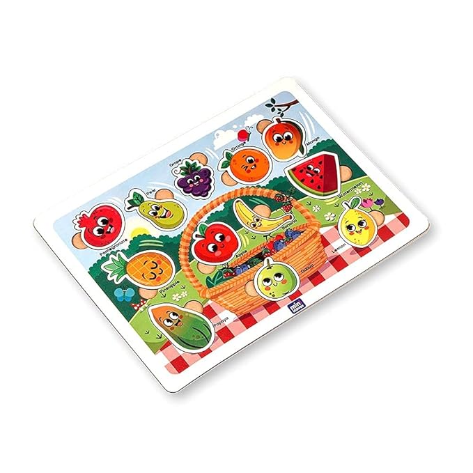 Mini Leaves Funfruit Basket Wooden Shape Puzzle | Educational Puzzle for 4+ Age Kids | Shape Sorter Puzzle