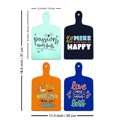Artvibes Designer Wooden Wall Hanging for Home Decor | Motivational Quotes Decorative Items | Artworks Hanger | Set of 4