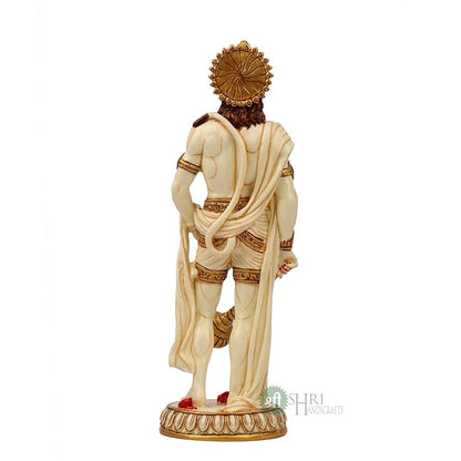 Indicast Resin 10" Inch Hanuman Ji Standing Gold Painting Bajrangbali Idol Gift Article