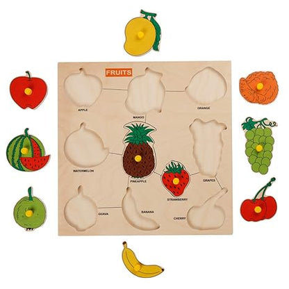 Dreamzberry Wooden Puzzles For Kids Colorful Fruit Shape Kids Puzzle With Wooden Knob